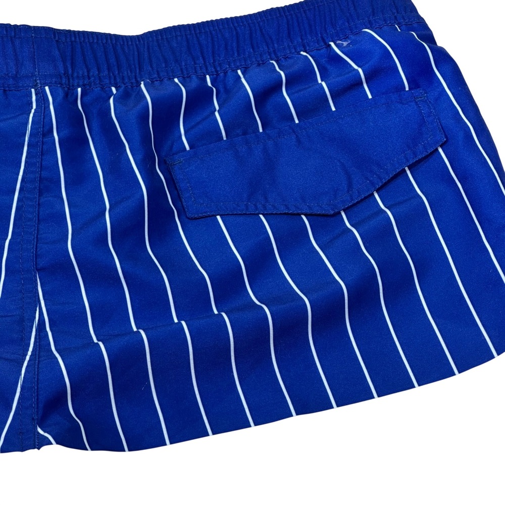 Pabst Blue Ribbon Mens Swim Trunks Red White Blue Pinstripe PBR Shorts Large NEW - Picture 4 of 10
